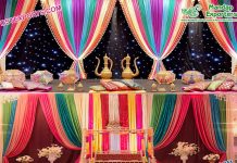 Colorful Backdrop Curtains for Mehndi Stage Colorful Backdrop Curtains for Mehndi Stage