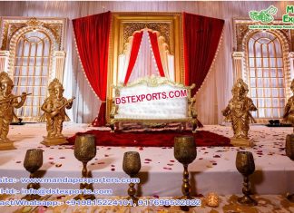 Royal Wedding Stage Decoration with Musical Ganesha Statues Royal Wedding Stage Decoration with Musical Ganesha Statues