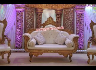 Designer Golden Carved Wedding Furniture Set Designer Golden Carved Wedding Furniture Set
