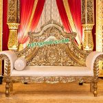 Royal Golden Metal Carved Sofa With Chairs