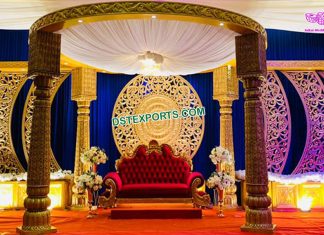 Royal Wedding Mandap With Back Frame Setup Royal Wedding Mandap With Back Frame Setup