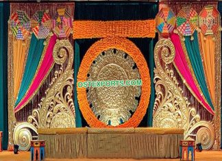 Stylish Wedding Sangeet Stage Paisley Panels Stylish Wedding Sangeet Stage Paisley Panels