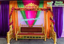 Wedding Stage Golden Wooden Carved Swing Wedding Stage Golden Wooden Carved Swing