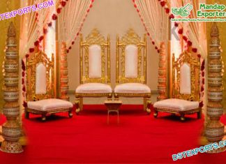 Indian Wedding Golden Mandap Chairs Set Indian Wedding Golden Mandap Chairs