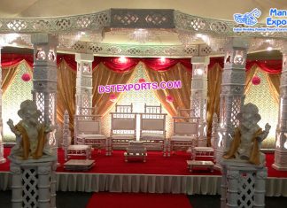 Stylish Rajwada Look White Wedding Mandap Stylish Rajwada Look White Wedding Mandap