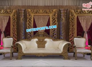 Majestic Muslim Wedding Golden Stage Decor
