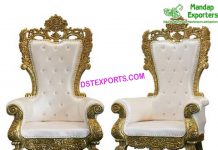 Gold Baroque Hand Carved Throne Chairs