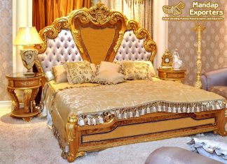 Luxury Home Decor Teak Wood Bed Furniture
