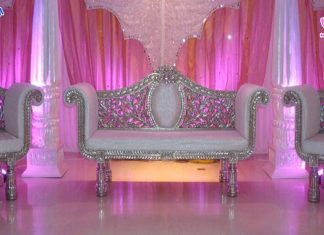 White and Silver Wooden Carved Sofa Set