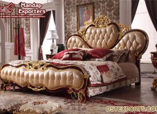 Antique Finish Royal Double Bed Design