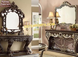 Baroque Luxury Console Table with Mirror