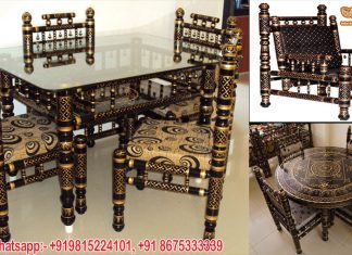 Gujarati Wooden Carved Sankheda Dining Set