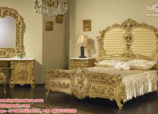 Royal King Size Teak Wood Bedroom Furniture Set