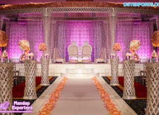 White Crystal Oval Mandap for Wedding