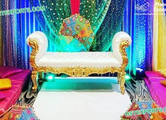 White & Gold Backless Sofa for Wedding Decor