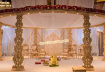 Fascinating Indian Wedding Wooden Mandap Decor Fascinating Indian Wedding Wooden Mandap Decor