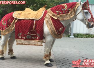 Hindu Wedding Horse Red Costume Decoration