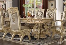 Royal Carving Teak Wood 8 Seater Dining Set