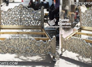 Solid Quality Wood Silver Bed Design