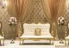 Wedding White Gold Finish Throne Sofa Set