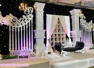 Wedding White Theme Premium Stage Decoration