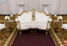 Buy White Gold Modern Wedding Sofa Set