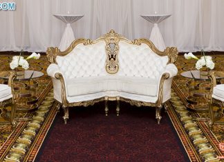 Buy White Gold Modern Wedding Sofa Set