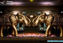 Golden Fiberglass Elephant Statues for Wedding Decor Golden Fiberglass Elephant Statues for Wedding Decor