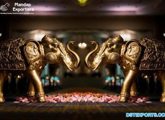 Golden Fiberglass Elephant Statues for Wedding Decor Golden Fiberglass Elephant Statues for Wedding Decor