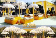Outdoor Wedding Sangeet Function Umbrellas