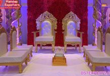 White & Gold Traditional Wedding Mandap Chairs