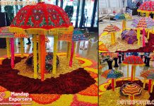 Mehndi Function Decor With Colorful Umbrellas
