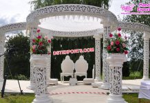 Beautiful Outdoor Wedding White Mandap Decoration