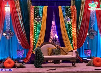 Stunning Wedding Sangeet Ceremony Colorful Drapes