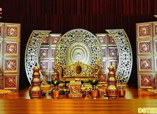 Tamil Wedding Golden Bridal Stage Decor