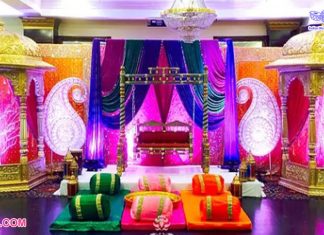 Traditional Mehndi Sangeet/Night Event Stage Traditional Mehndi Sangeet Night Event Stage