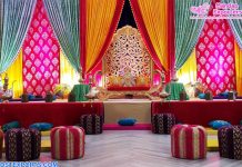 Wedding Sangeet Ceremony Bright & Colorful Backdrops Wedding Sangeet Ceremony Bright & Colorful Backdrops