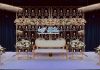 Gold Metallic Candle Wall For Wedding Stage Gold Metallic Candle Wall For Wedding Stage