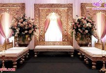 Golden Backdrop Photo Frames For Wedding Stage