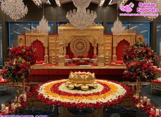 Grand Golden Carved Queen Wedding Mandap