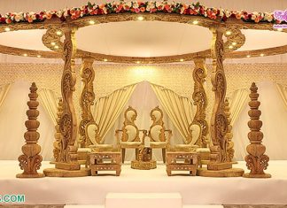 Grand Indian Wedding Peacock Wooden Mandap Grand Indian Wedding Peacock Wooden Mandap