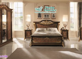 Popular Teak Wood Antique Bedroom Furniture Set
