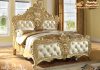 Rich Gold Queen Bed For Bedroom