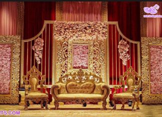 Romantic Gold Wedding Ceremony Stage Decoration