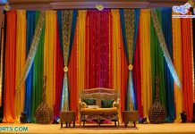 Shiny Ladies Sangeet Function Backdrop Curtains