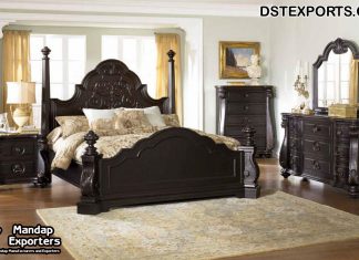 Solid Wooden Antique Black Bedroom Set