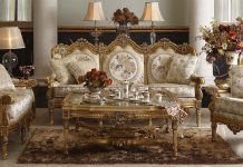 Wooden Baroque Style Living Room Sofa Set