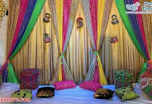 Colorful Wedding Heena Stage Backdrop Decoration