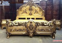 Deluxe King Size Teak Wood Bed With Nightstand