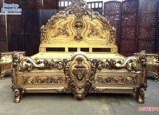 Deluxe King Size Teak Wood Bed With Nightstand